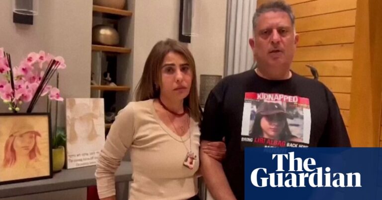 Parents of Hamas captive Liri Albag call for deal to release Israeli hostages – video | Israel-Gaza war