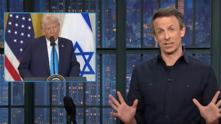 Seth Meyers Laughs at ‘Famously Anti-Immigration’ Trump for Asking Countries to Take in Refugees From Gaza