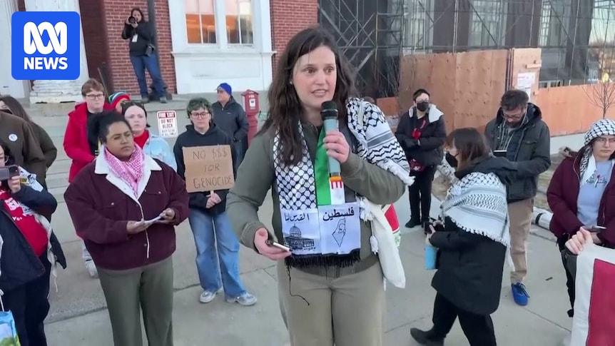 Tufts University student rally in Somerville, Massachusetts