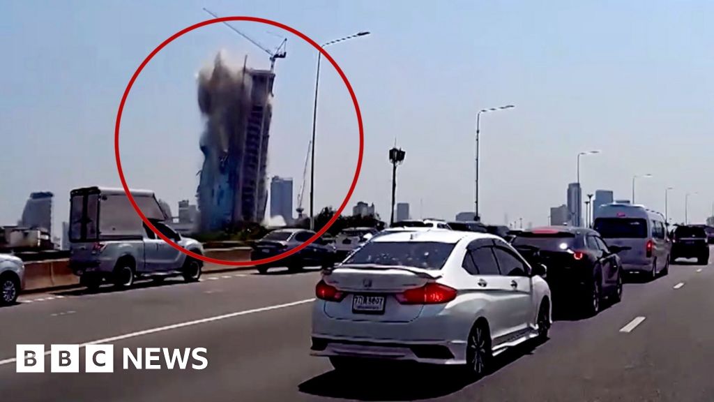 Dashcam captures moment Bangkok building collapses